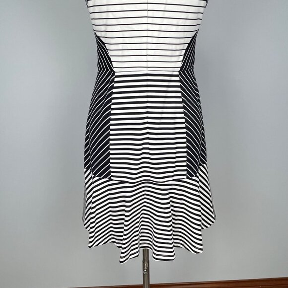 Shoshanna Womens Striped Ruffle Hem Sleeveless Dress Blue White size 8 - Picture 9 of 14